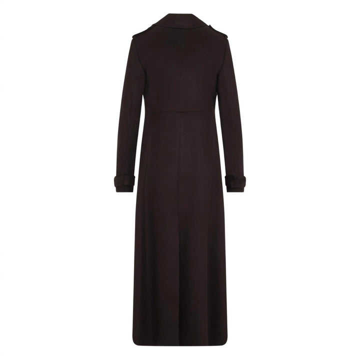 Women's Long Double-Breasted Wool Coat with Shoulder Patches Mune Fashion