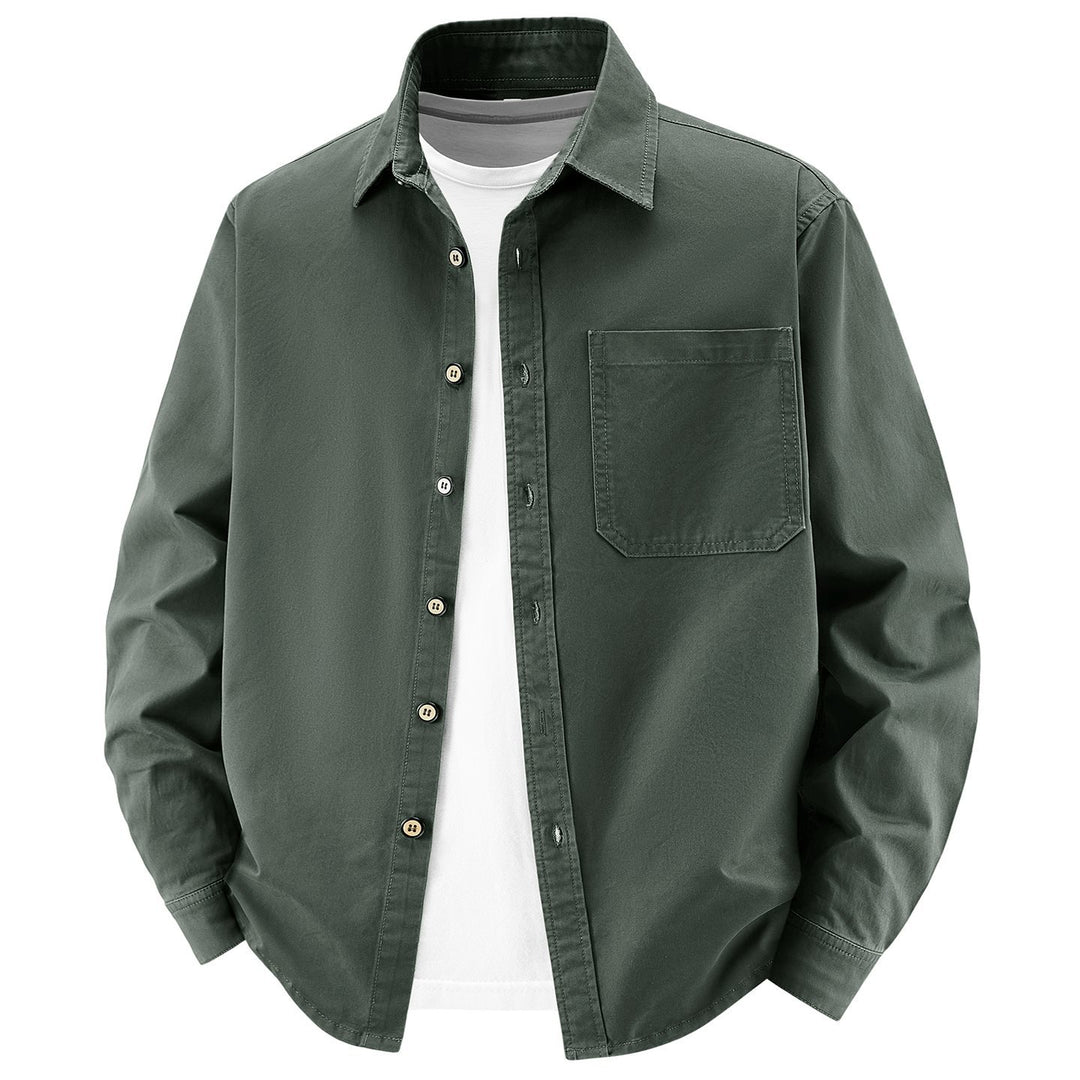 Men's loose overshirt jacket made of cotton blend with chest pocket and full button placket Mune Fashion