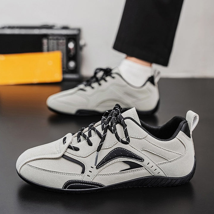 Unisex lightweight retro casual sneakers with suede-like upper material, padded entry, and flexible rubber outsole Mune Fashion