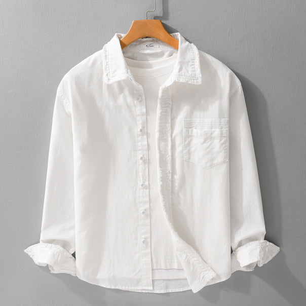 Men's fringe overshirt made of cotton blend with chest pocket and button placket Mune Fashion