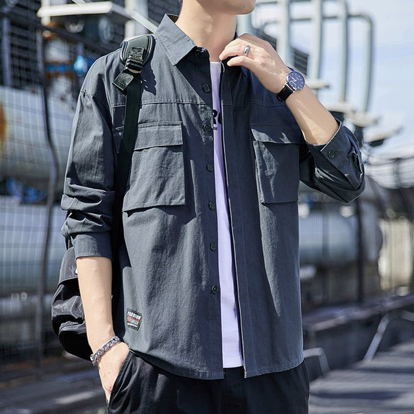 Men's overshirt field jacket with utility chest flaps and loose fit Mune Fashion