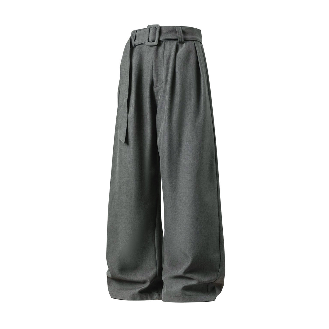 Women's Wide High-Waist Palazzo Pants with Pleats and Tie Belt Mune Fashion