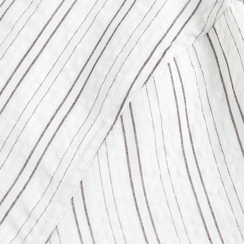 Unisex Striped Overshirt Jacket with Shirt Collar and Concealed Zipper Mune Fashion