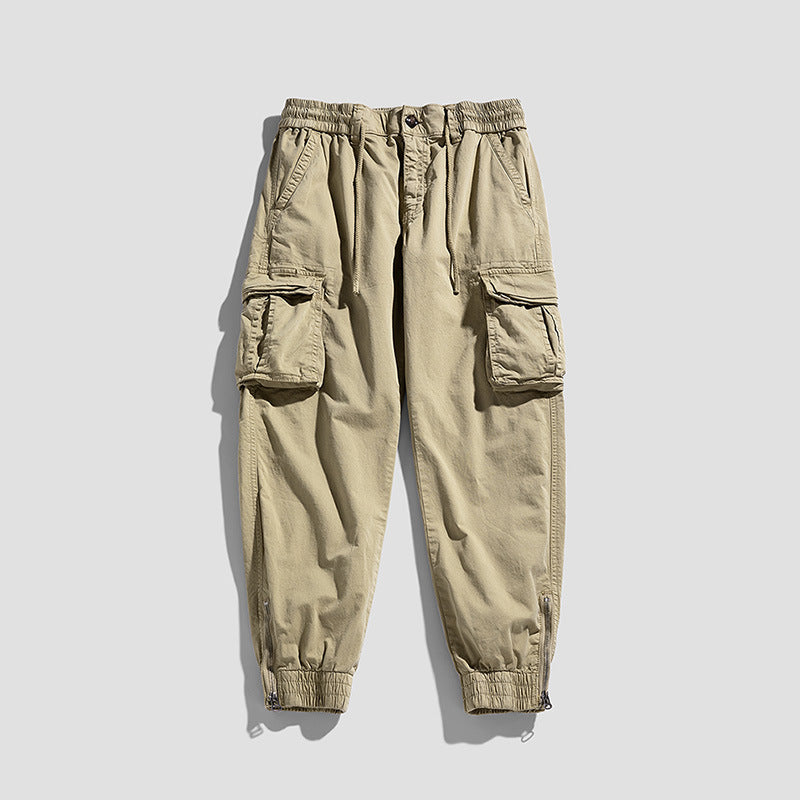 Herren Cargo-Jogginghose im Utility‑Stil mit Tunnelzugbund, Mehrfachtaschen und Reißverschluss‑Knöchel Mune Fashion