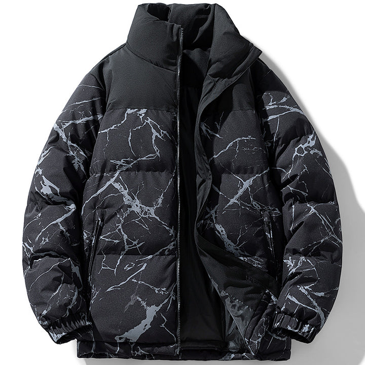 Men's Warm Quilted Jacket with High Collar