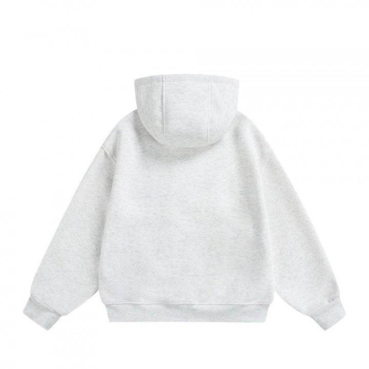 Unisex Boxy Hoodie Jacket with Two-Way Zipper and Geometric Seam Details Mune Fashion