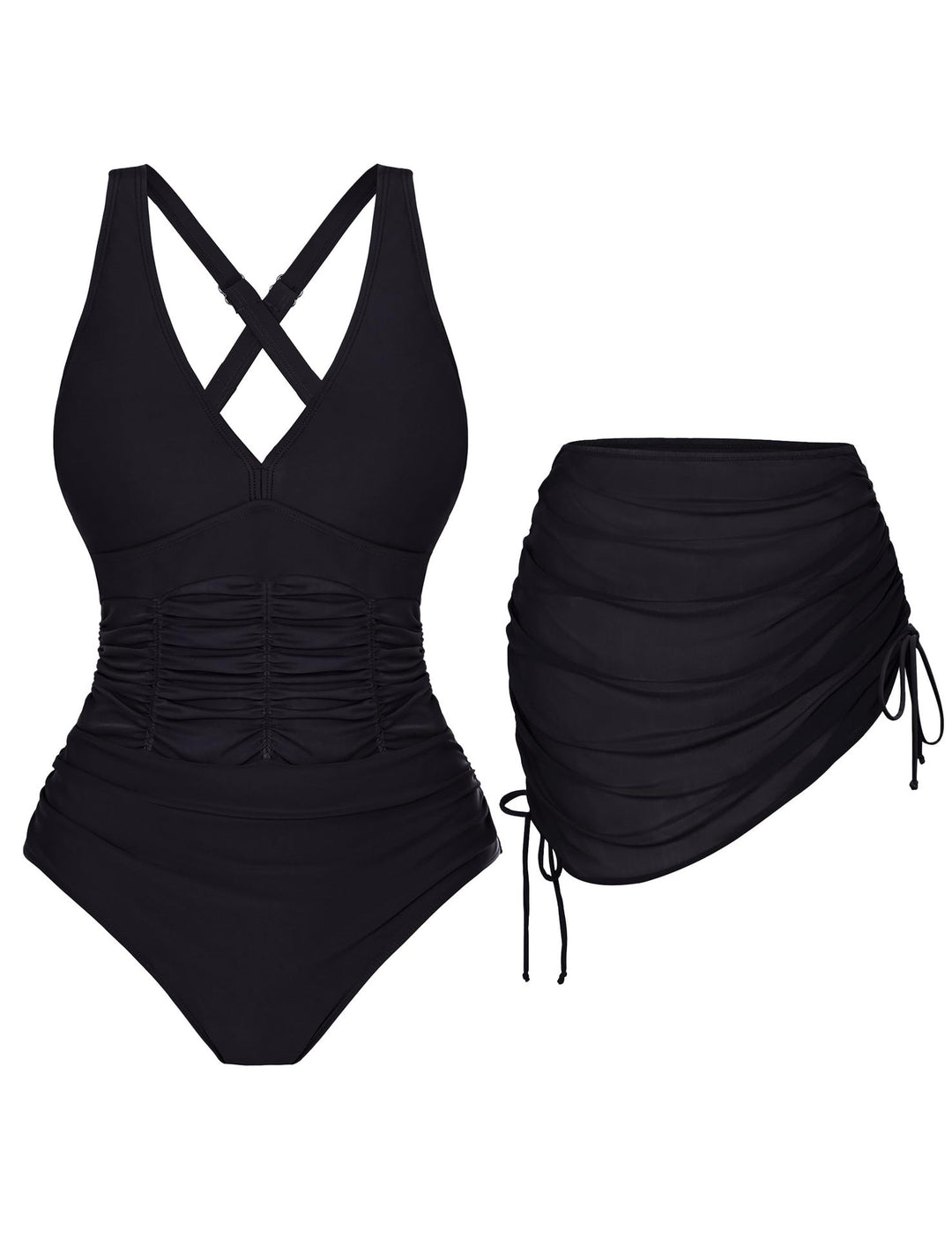 Women's body-hugging swimsuit with asymmetrical overlay Mune Fashion
