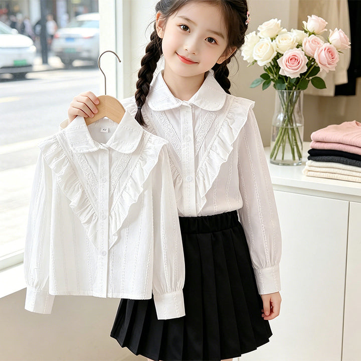 Women’s blouse with ruffle details and fine embroidery Mune Fashion