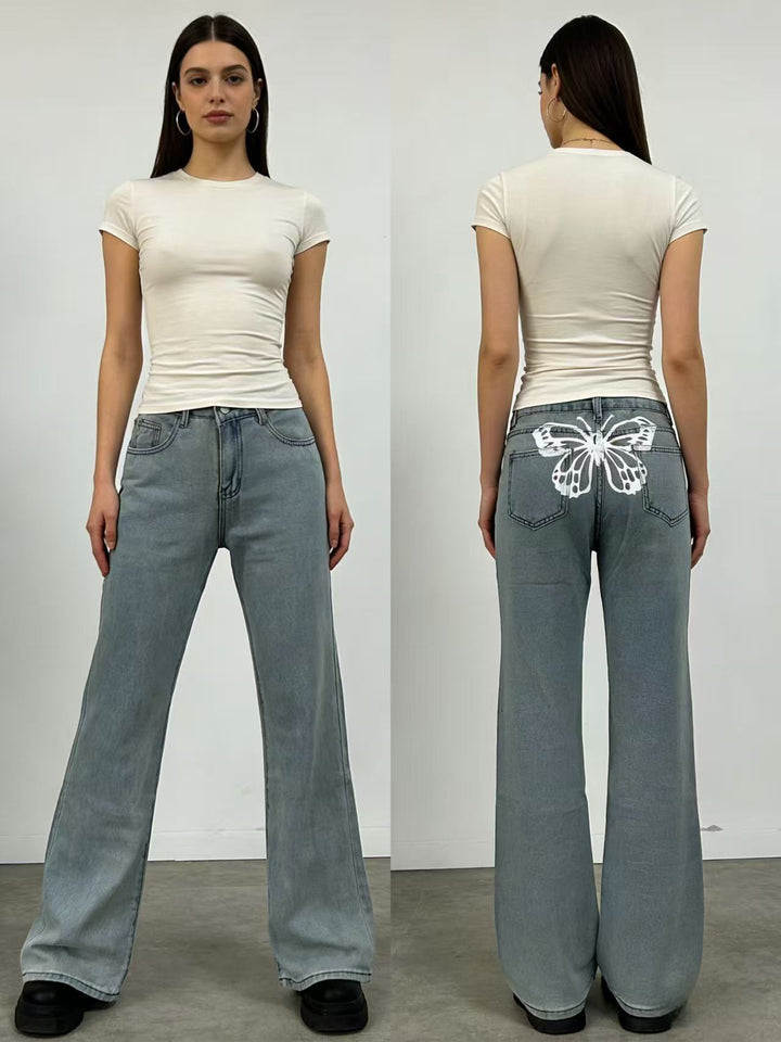 Ladies high-waisted soft draping flare jeans made of stretch denim with a figure-flattering fit Mune Fashion