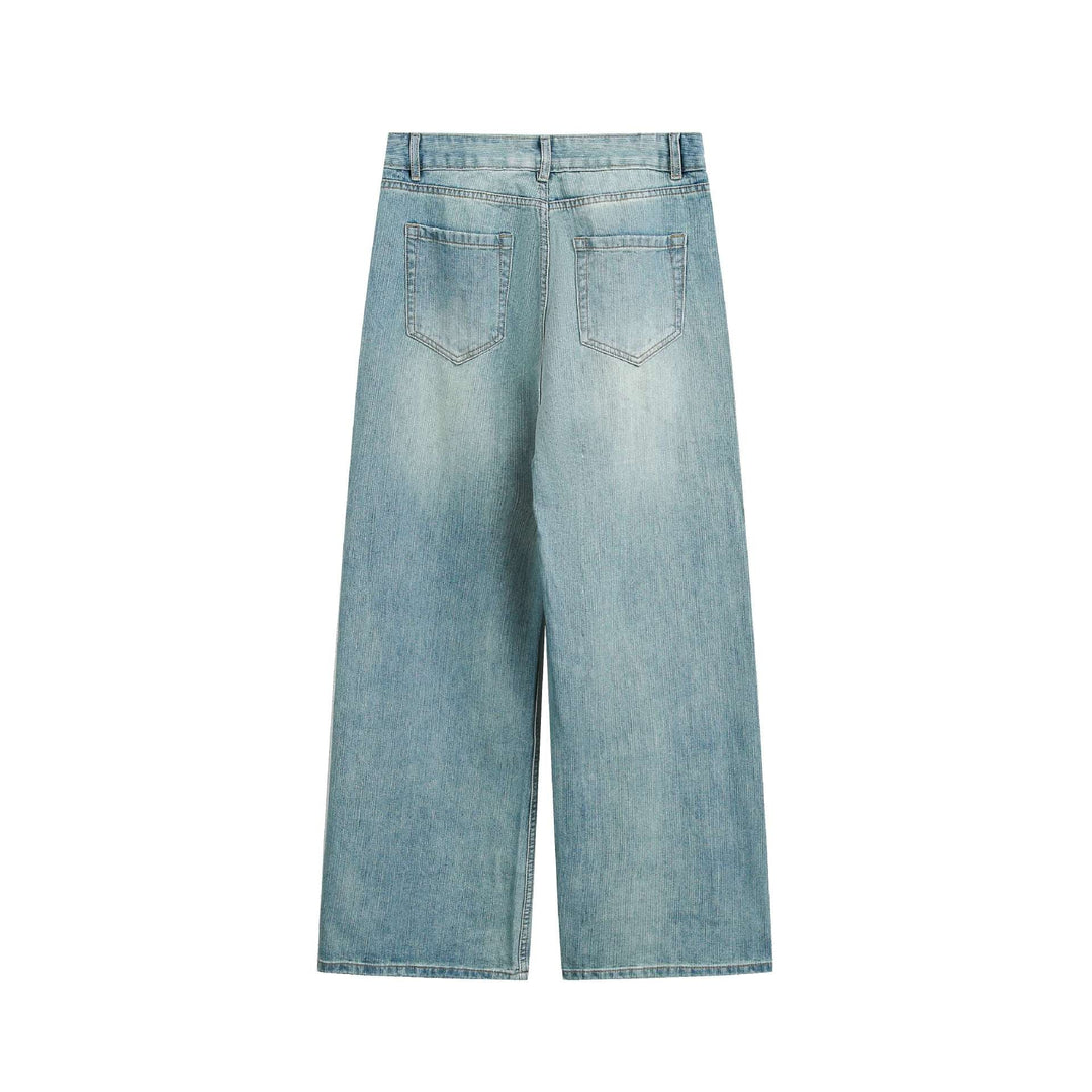 Women high-waisted cropped jeans with wide leg, five-pocket and vintage wash Mune Fashion