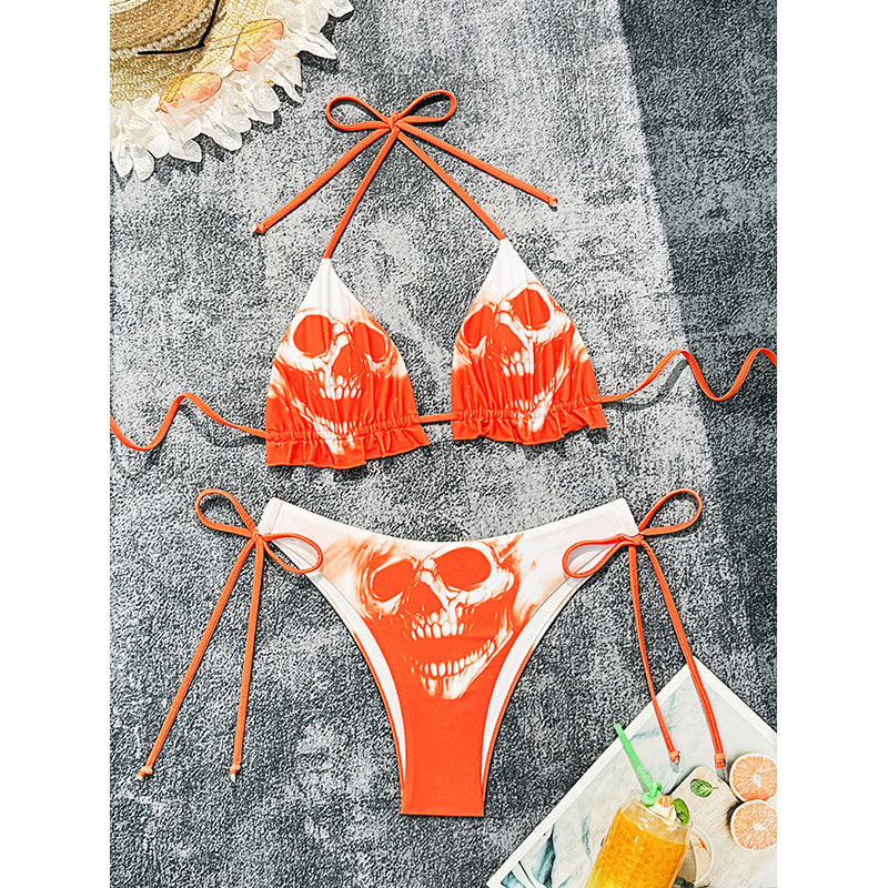 Women's Triangle Bikini Set with Creative Skull Design Mune Fashion