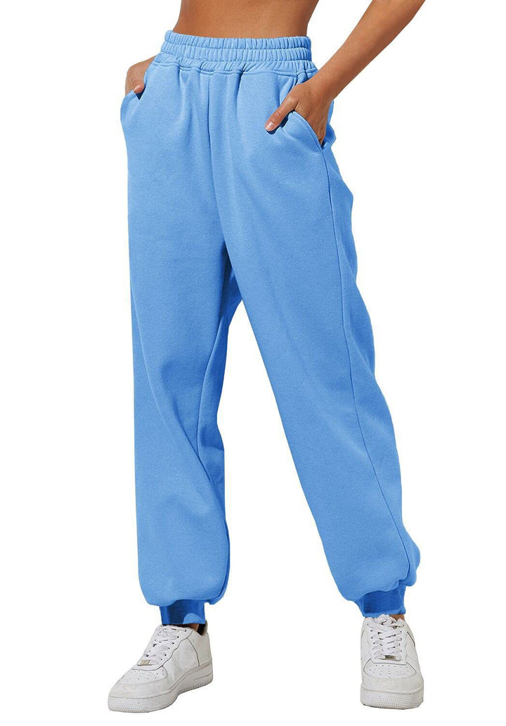 Women's relaxed high-waist jogging pants with double-layer comfort waistband, side pockets, and gathered ankle cuffs Mune Fashion