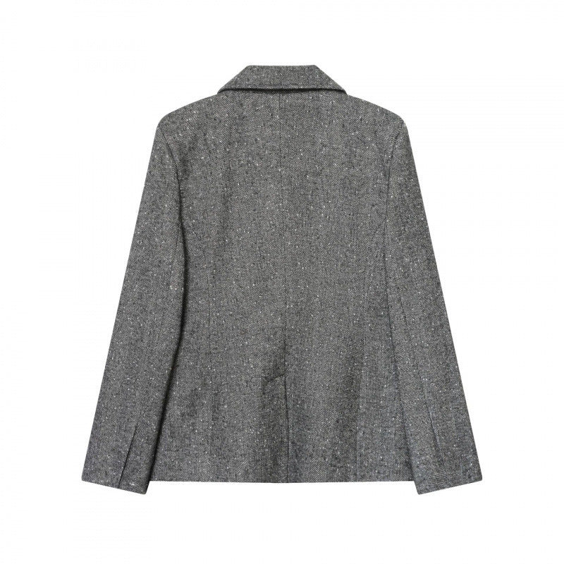 Women's Tailored Wool Blend Blazer with Notched Lapel and Patch Pockets Mune Fashion