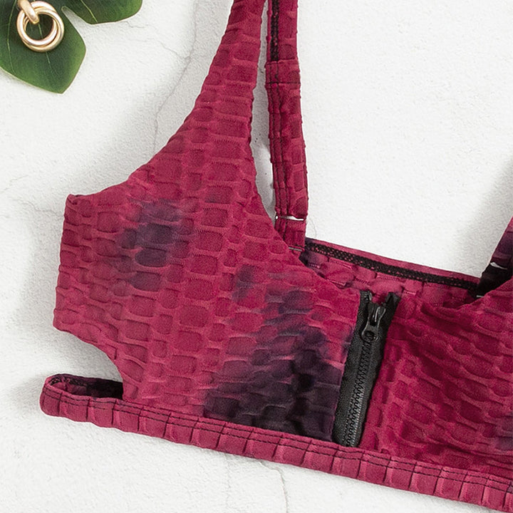 Women's bikini set with zipper and textured design Mune Fashion