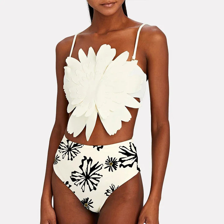 Women's bikini set with special floral decor and long wrap skirt Mune Fashion