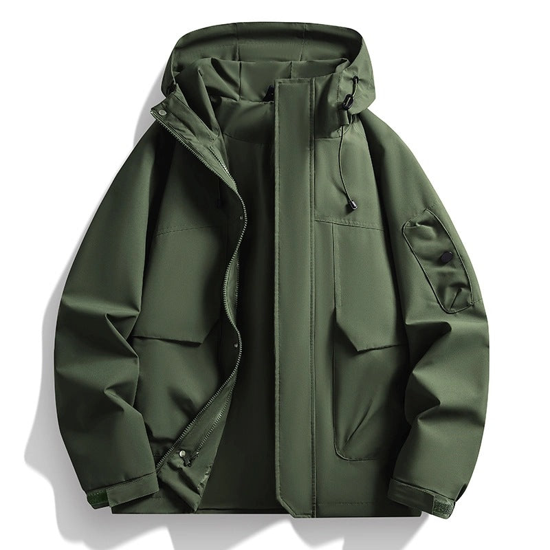 Men's Waterproof Hooded Jacket in Utility Style with Welded Seams and Concealed Zipper Mune Fashion