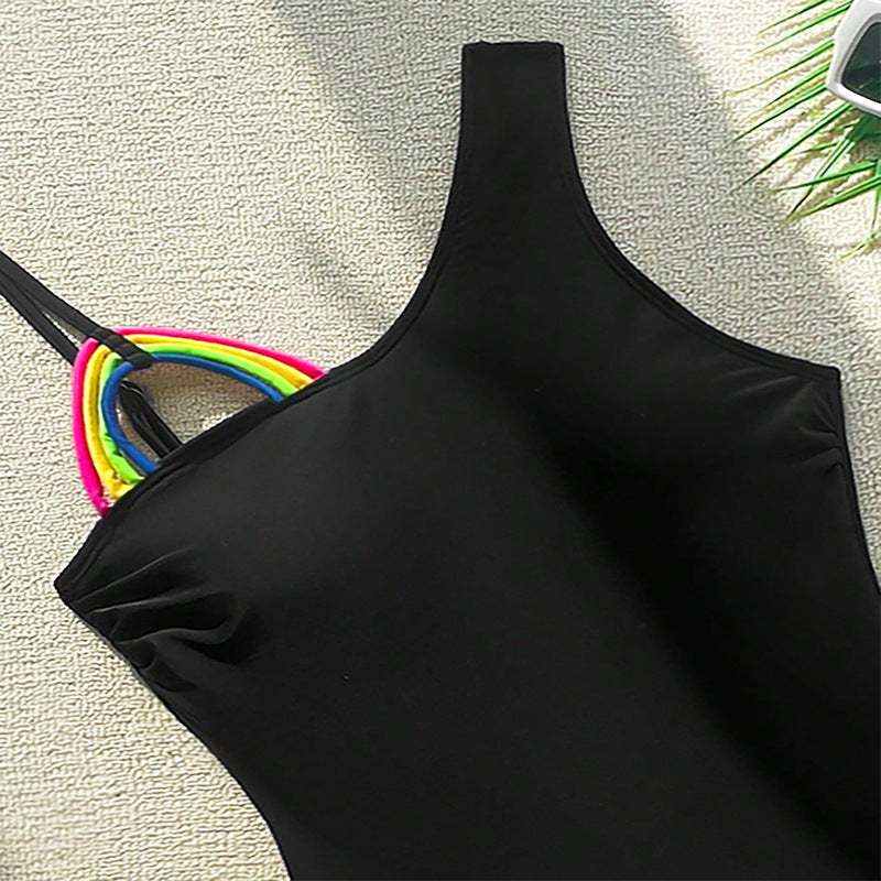 Women One-Sided Swimsuit with Colorful Strap Details Mune Fashion