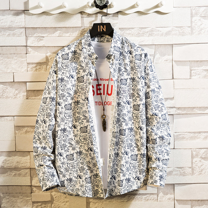 Men's patterned casual shirt with Kent collar, full button placket and lightweight cotton blend Mune Fashion
