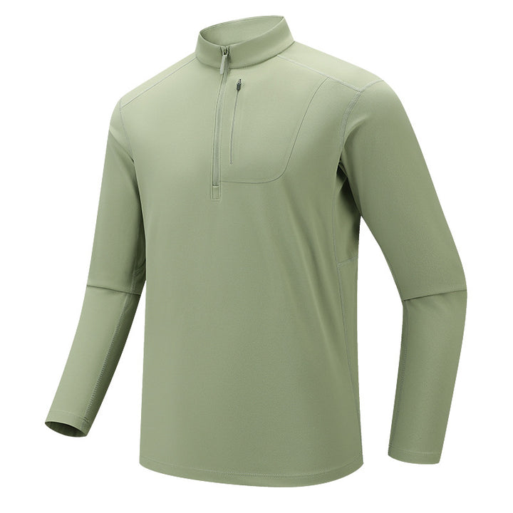 Men's Functional Long Sleeve Training Top with Stand-Up Collar and Zip Arm Pocket Mune Fashion