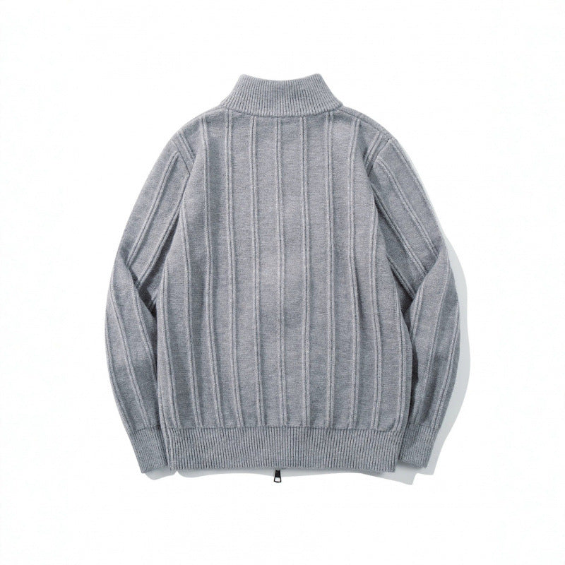 Unisex Zip Sweater with Stand-Up Collar and Vertical Structure Mune Fashion