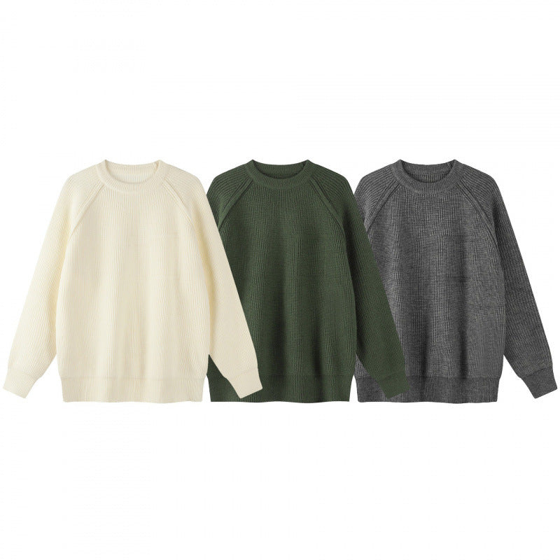 Unisex Oversize Fine Knit Sweater with Round Neck, Raglan Sleeves and Ribbed Cuffs Mune Fashion