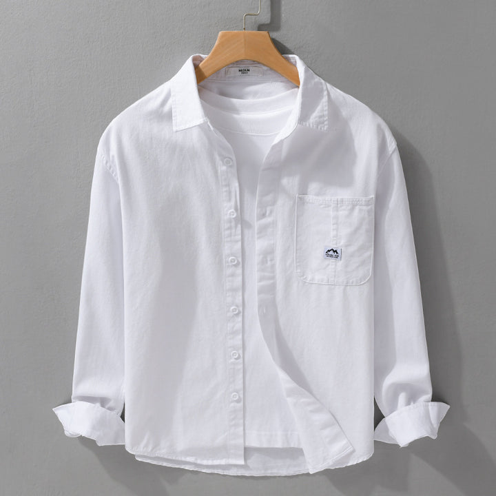 Men's Lightweight Cotton Oxford Shirt with Chest Pocket and Relaxed Fit Mune Fashion