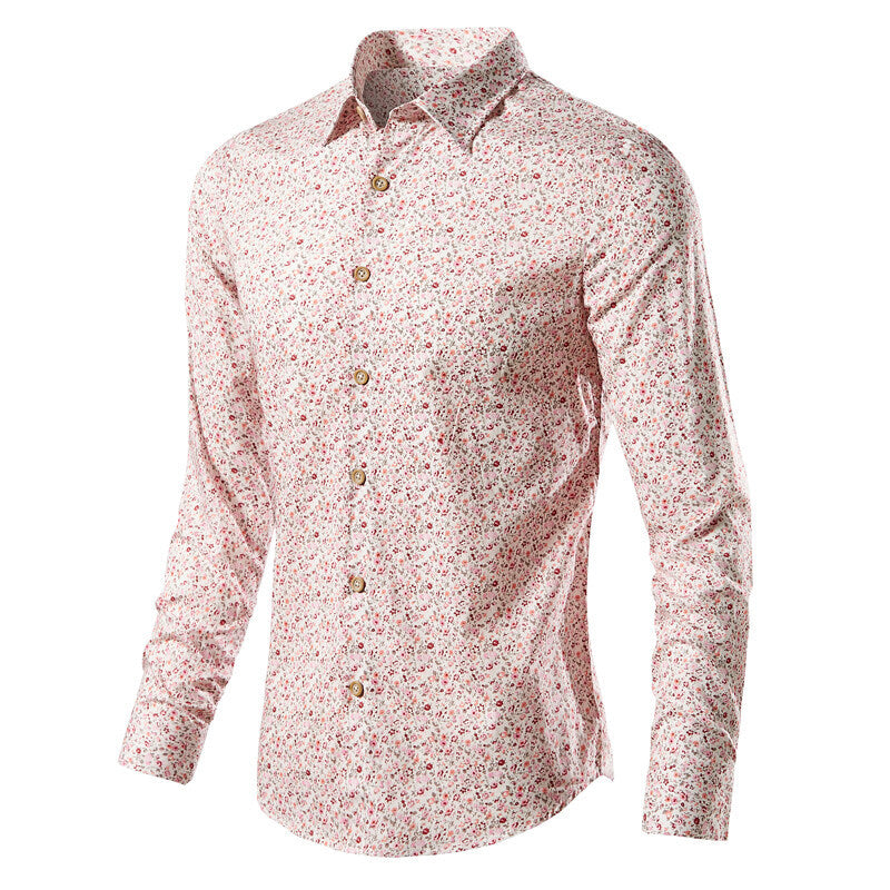 Men's narrow-cut floral shirt with Kent collar and full button placket Mune Fashion