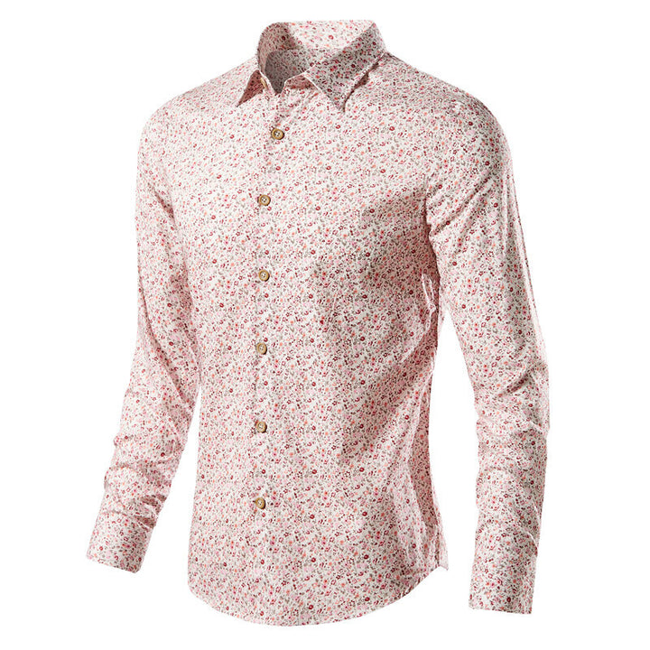 Men's narrow-cut floral shirt with Kent collar and full button placket Mune Fashion