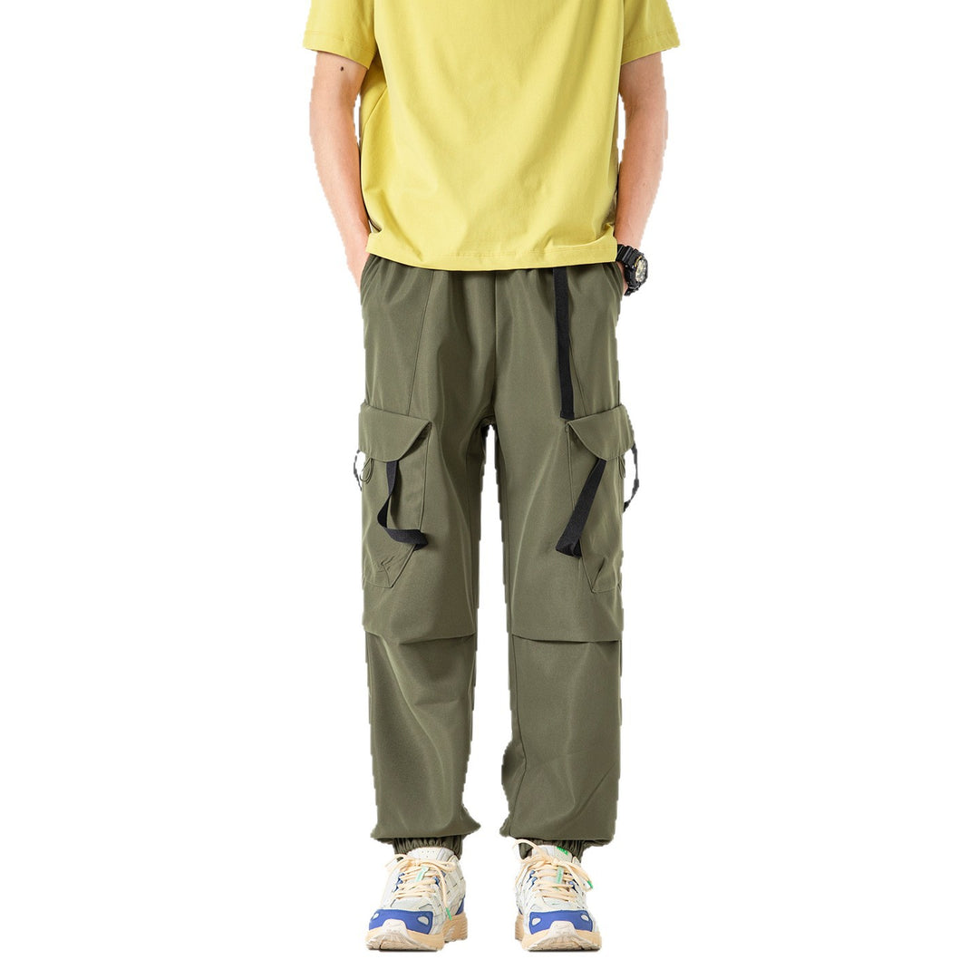 Men's utility cargo jogger pants with elastic waistband, flap pockets and adjustable straps Drune