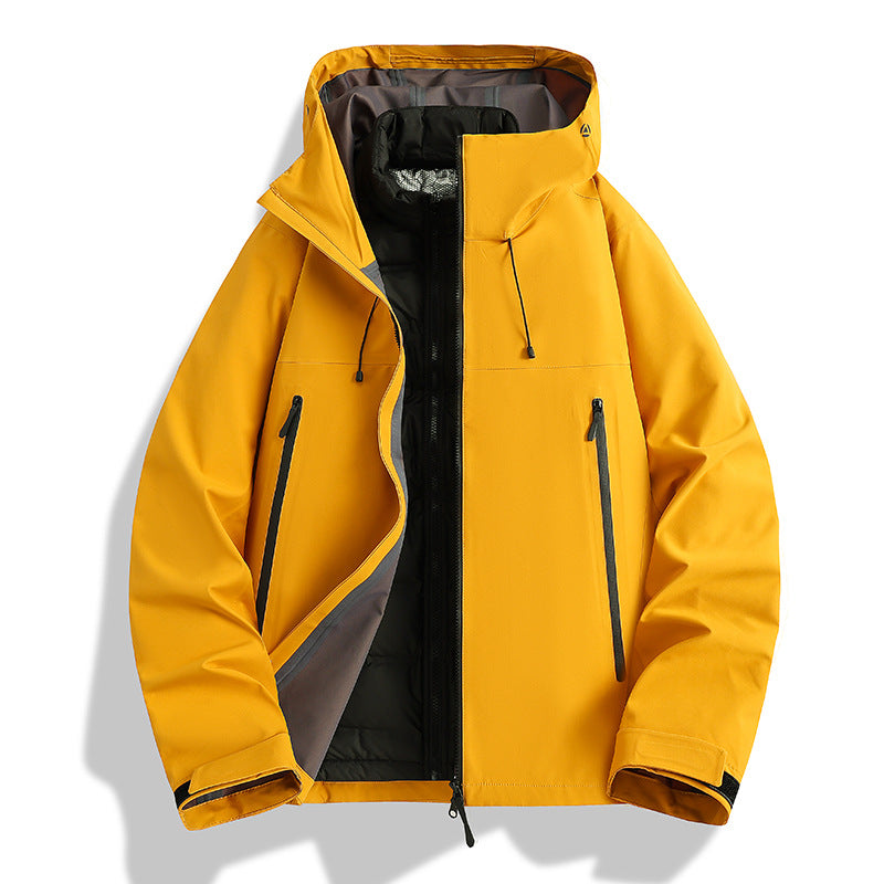 Men's Waterproof Softshell Outdoor Jacket with Adjustable Hood and Breathable Membrane Mune Fashion