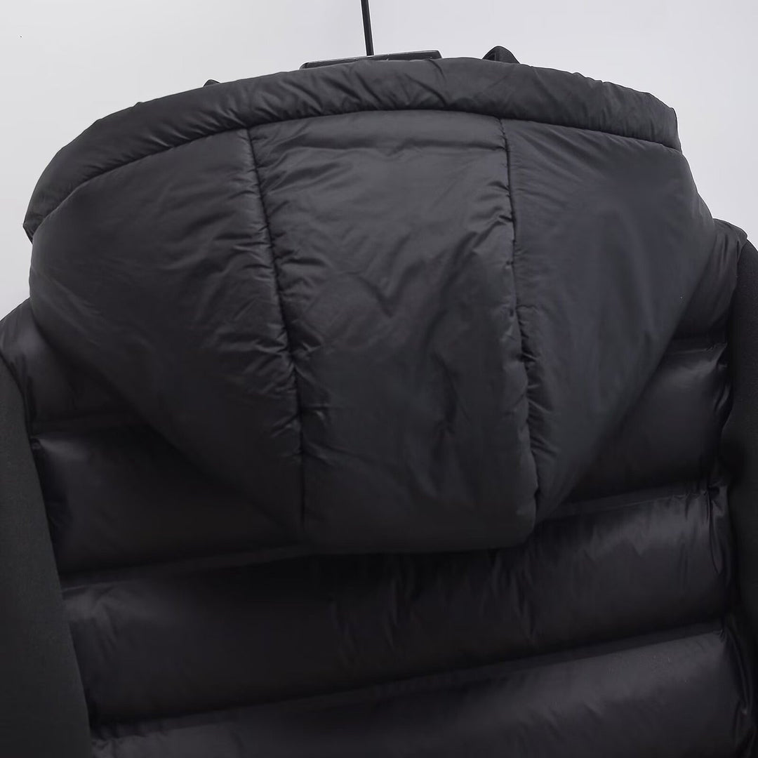 Women's Cropped Quilted Hybrid Padded Jacket with Hood Mune Fashion