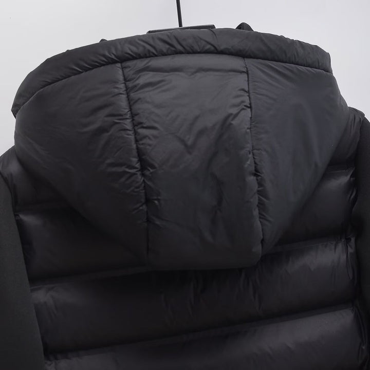 Women's Cropped Quilted Hybrid Padded Jacket with Hood Mune Fashion