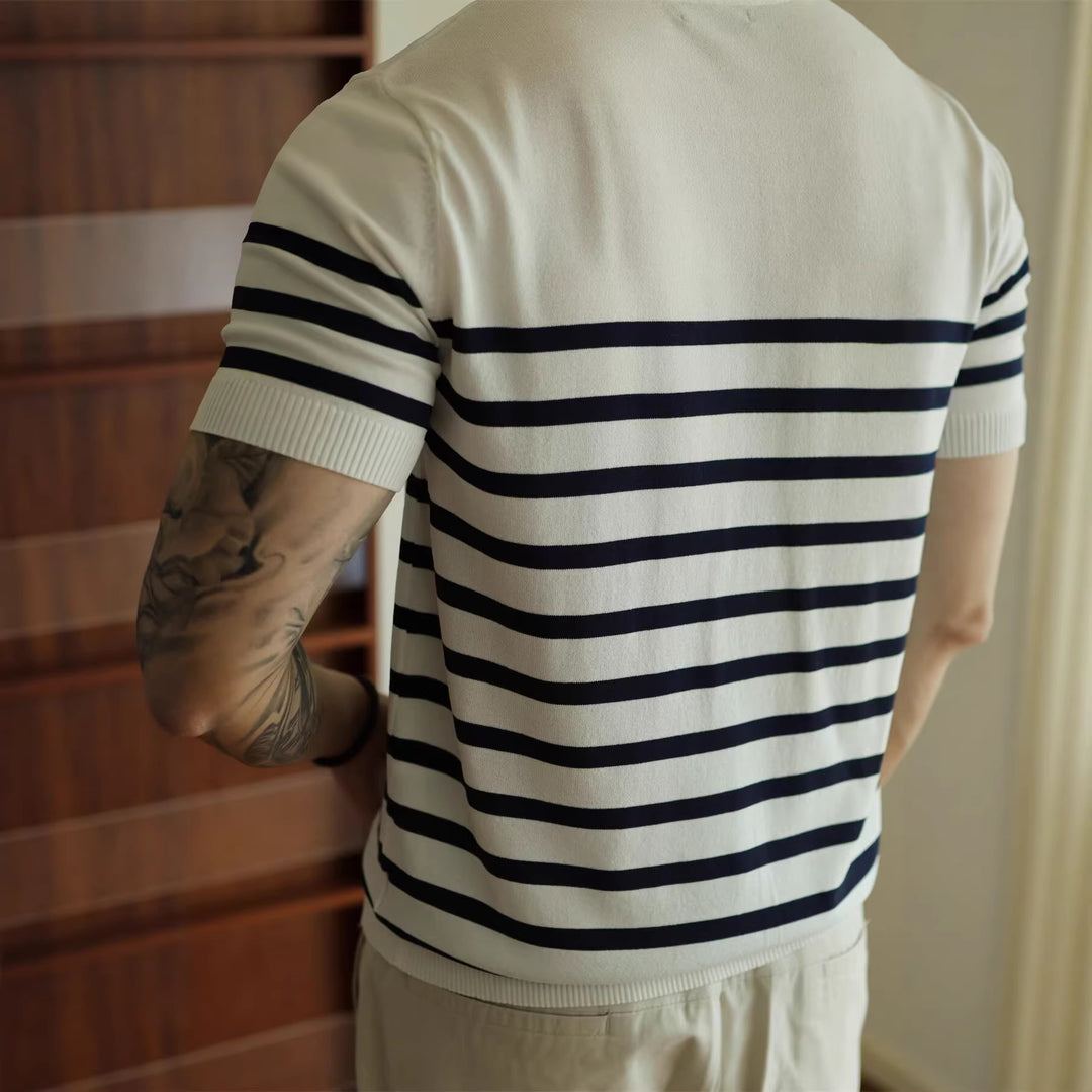 Men's Fashionable Striped Knit Sweater Mune Fashion