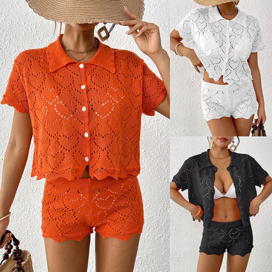 Women's airy crochet set with decorative cut-outs Mune Fashion