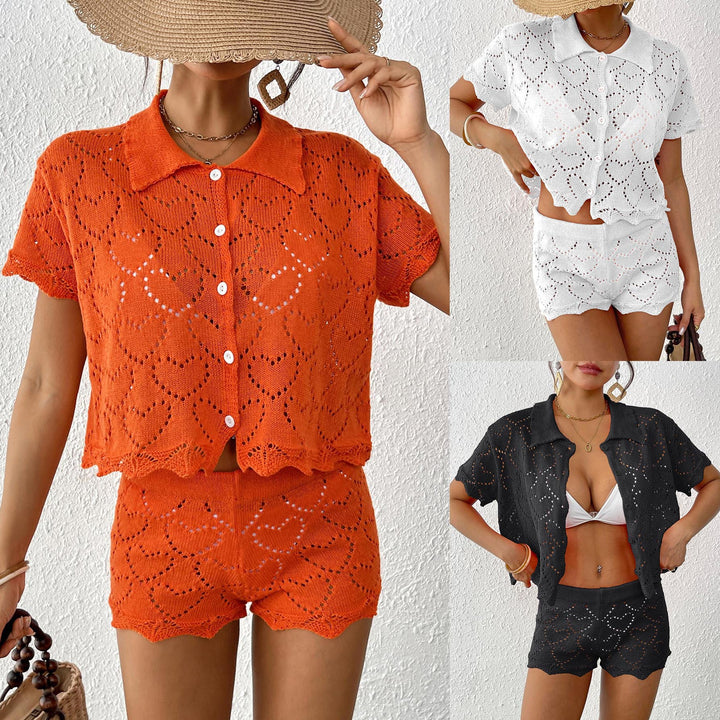 Women's airy crochet set with decorative cut-outs Mune Fashion