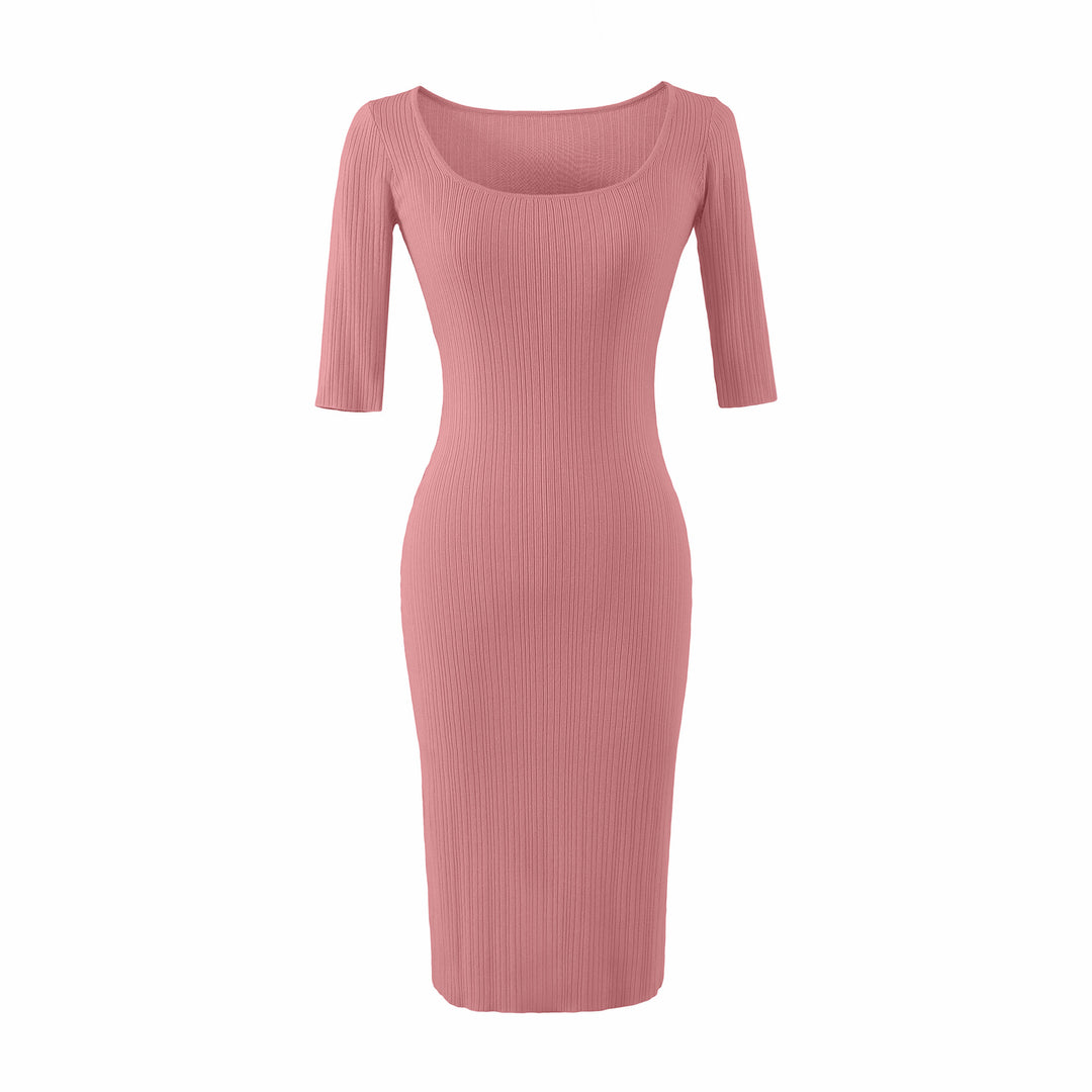 Women Figure-hugging ribbed Midi dress made of stretch knit Mune Fashion
