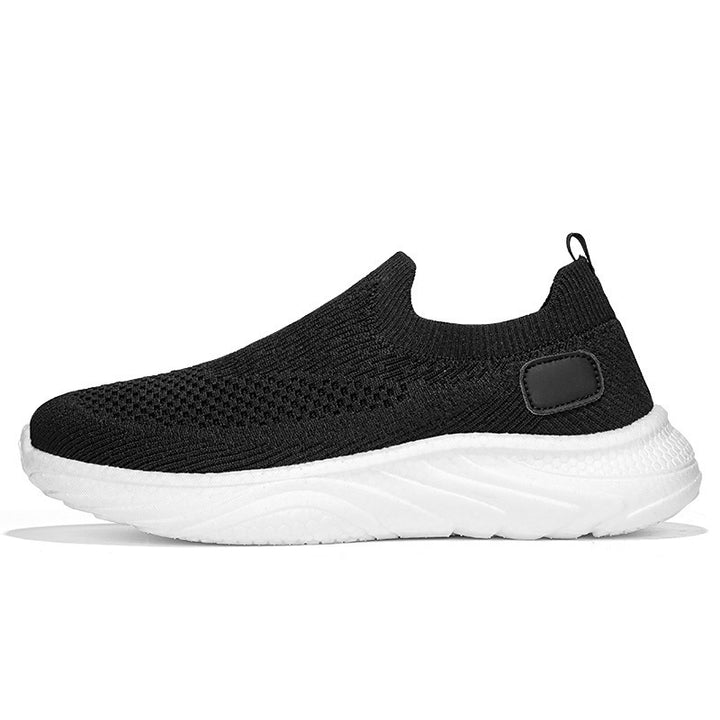 Women’s elastic knitted casual slip-on moccasin-style shoe with sock-like entry and padded wave comfort sole Mune Fashion