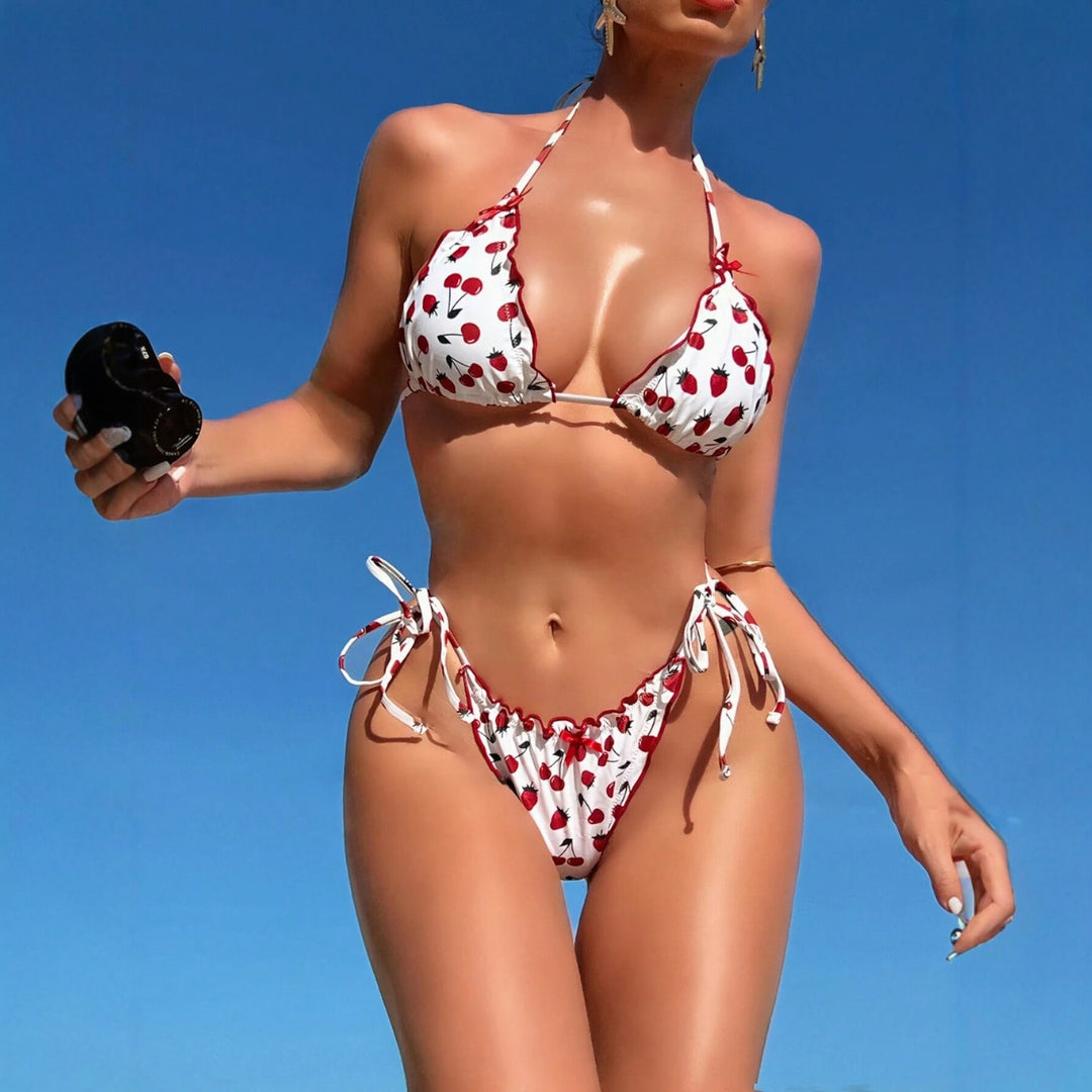 Women's Triangle Bikini with playful cherry pattern Mune Fashion