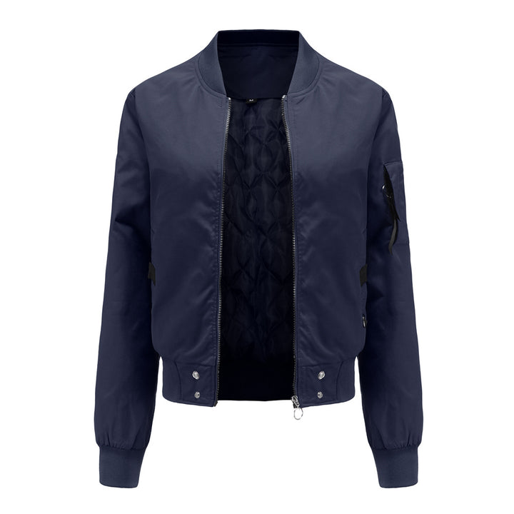 Women's lightweight bomber jacket with ring zipper, sleeve pocket, and tailored silhouette Mune Fashion