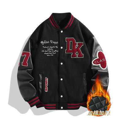Men's Retro College Varsity Jacket with Quilted Thermal Lining and Applications Mune Fashion