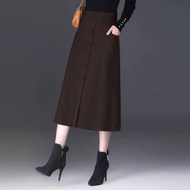 Ladies Elegant and Chic Midi Skirt with Button Details Mune Fashion