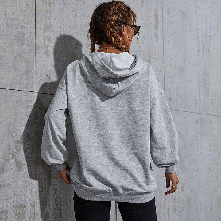 Women's Relaxed-Fit Hoodie with College Style Front Print and Kangaroo Pocket Mune Fashion