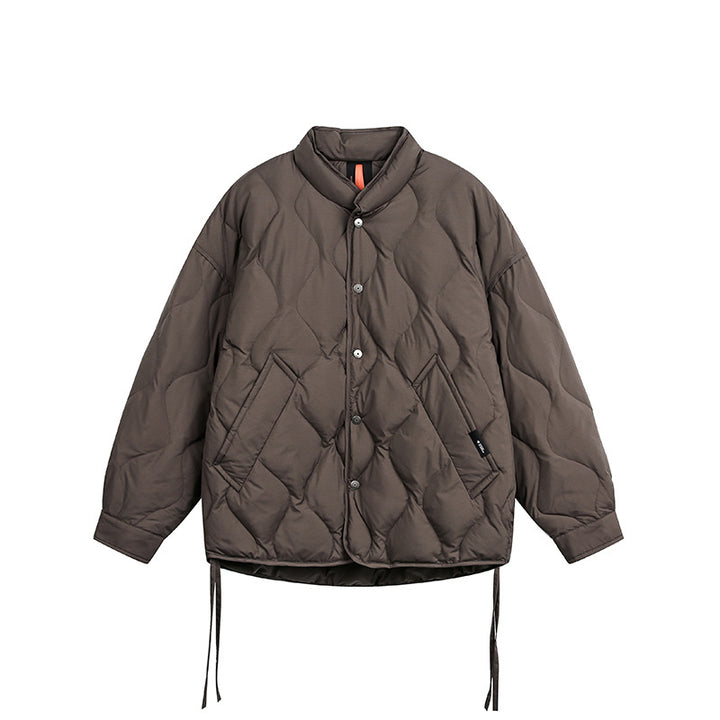 Men's Short Quilted Oversized Insulation Jacket with Diamond Quilting Mune Fashion