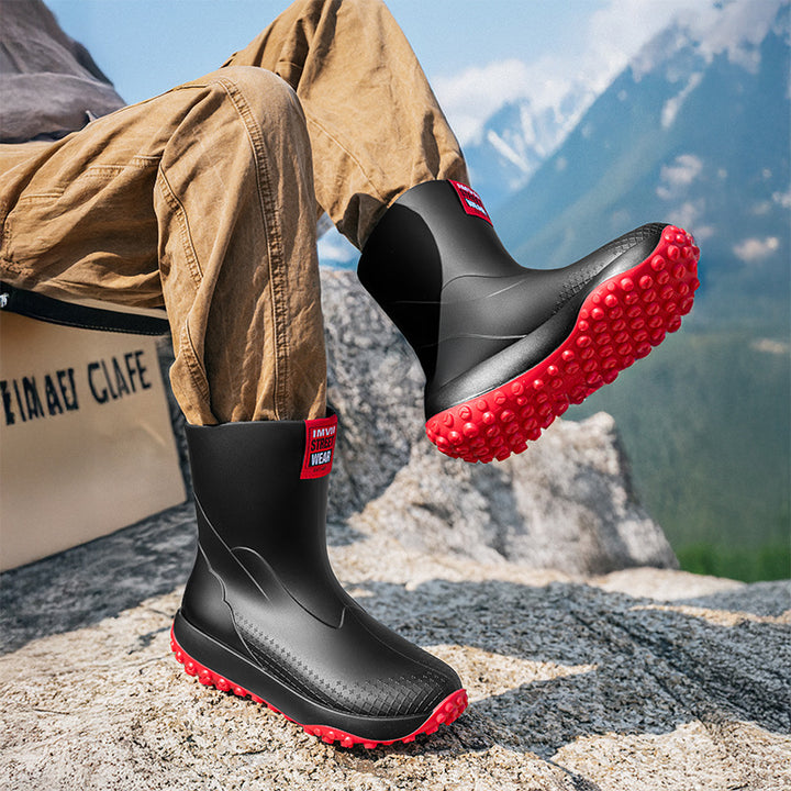 Unisex Waterproof Short-Shaft Outdoor Rubber Boots with Profiled Studded Outsole Mune Fashion
