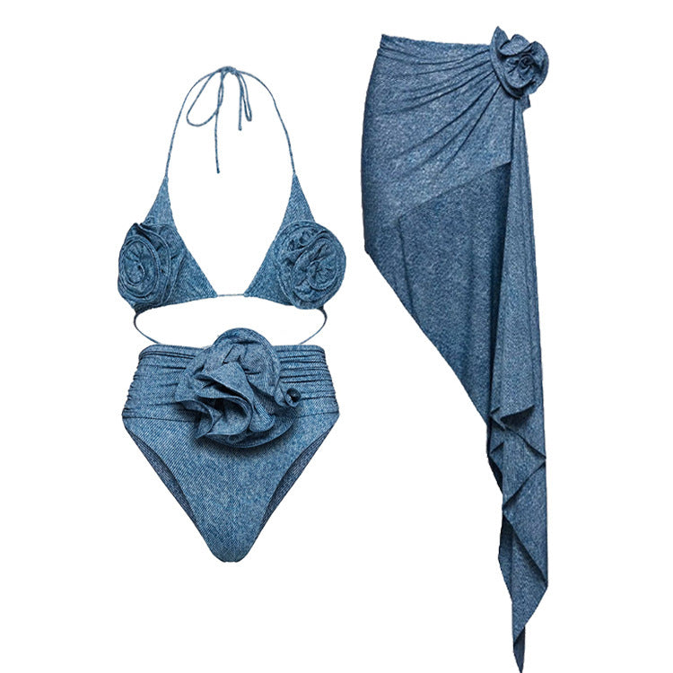 Women's bikini set with elegant ruffles and stylish overlay Mune Fashion