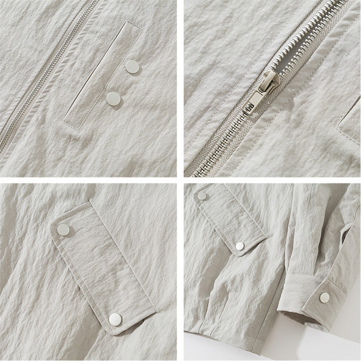 Men's Lightweight Windbreaker with Stand-Up Collar, Raglan Sleeves and Snap Button Pockets Mune Fashion