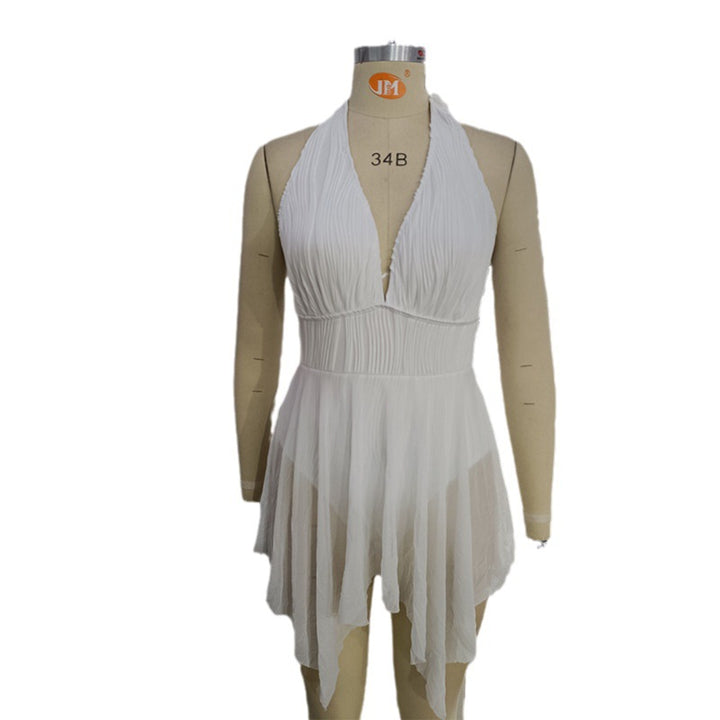 Women's Elegant Wrap Swimsuit with Deep V-Neck and Chiffon Skirt Mune Fashion