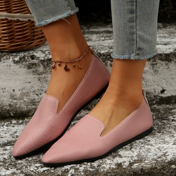 Women's o flexible wedge slippers with snake embossing, cushioned comfort footbed, and non-slip rubber sole Mune Fashion