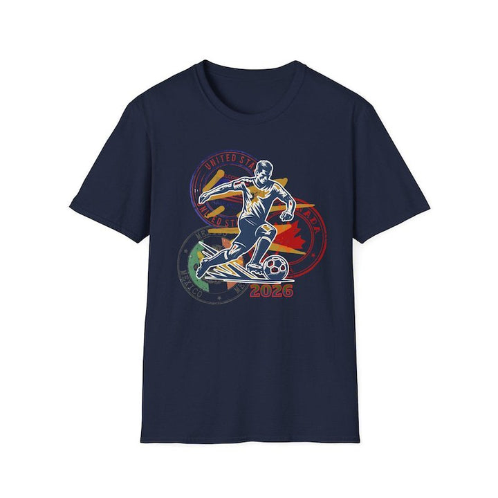 Unisex nan sporty football T-shirt with retro stamp print and breathable cotton blend Mune Fashion