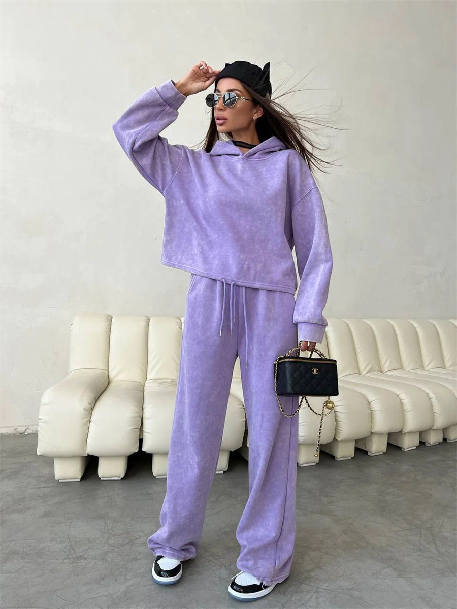 Women's cropped hoodie and high-waisted jogging pants set Mune Fashion